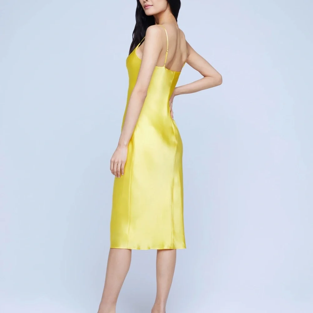 STUNNING BNWT Yellow L'Agence Silk Slip Dress and Cropped Blazer - Picture 3 of 3
